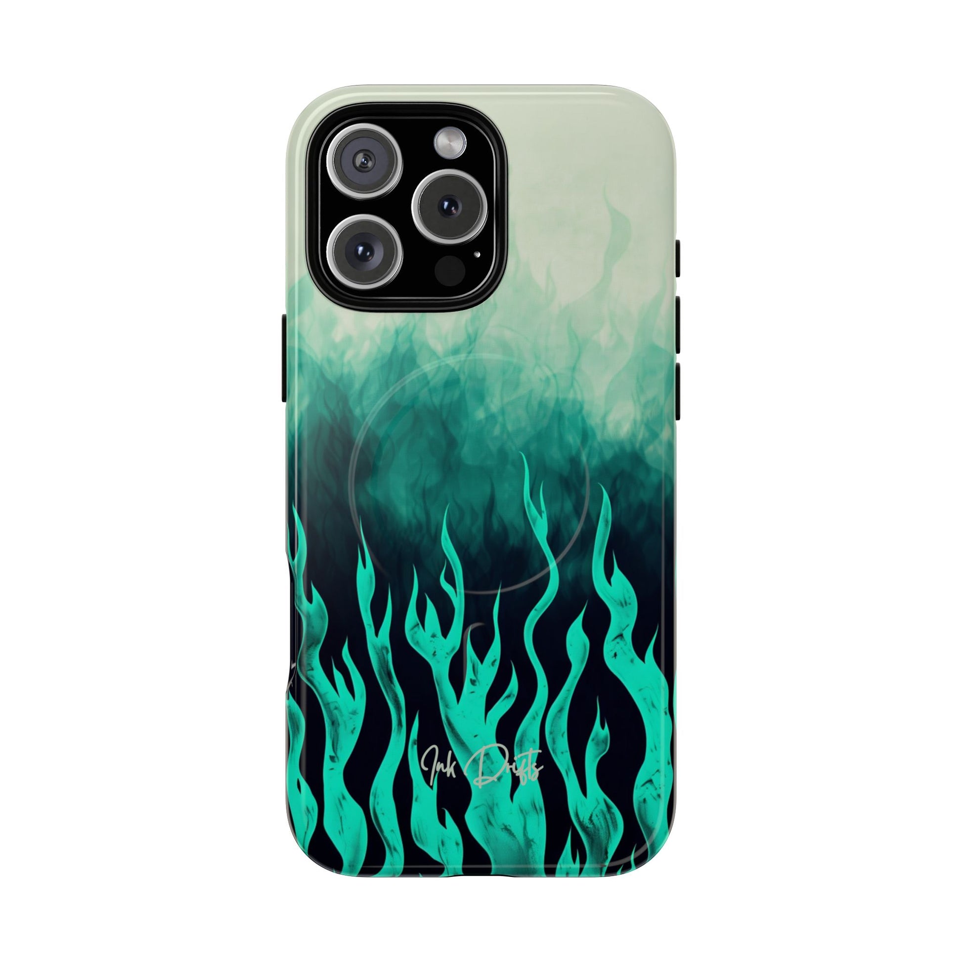 iPhone 16 Pro Max Glossy Phone Case - Teal Inferno | MagSafe iPhone Case