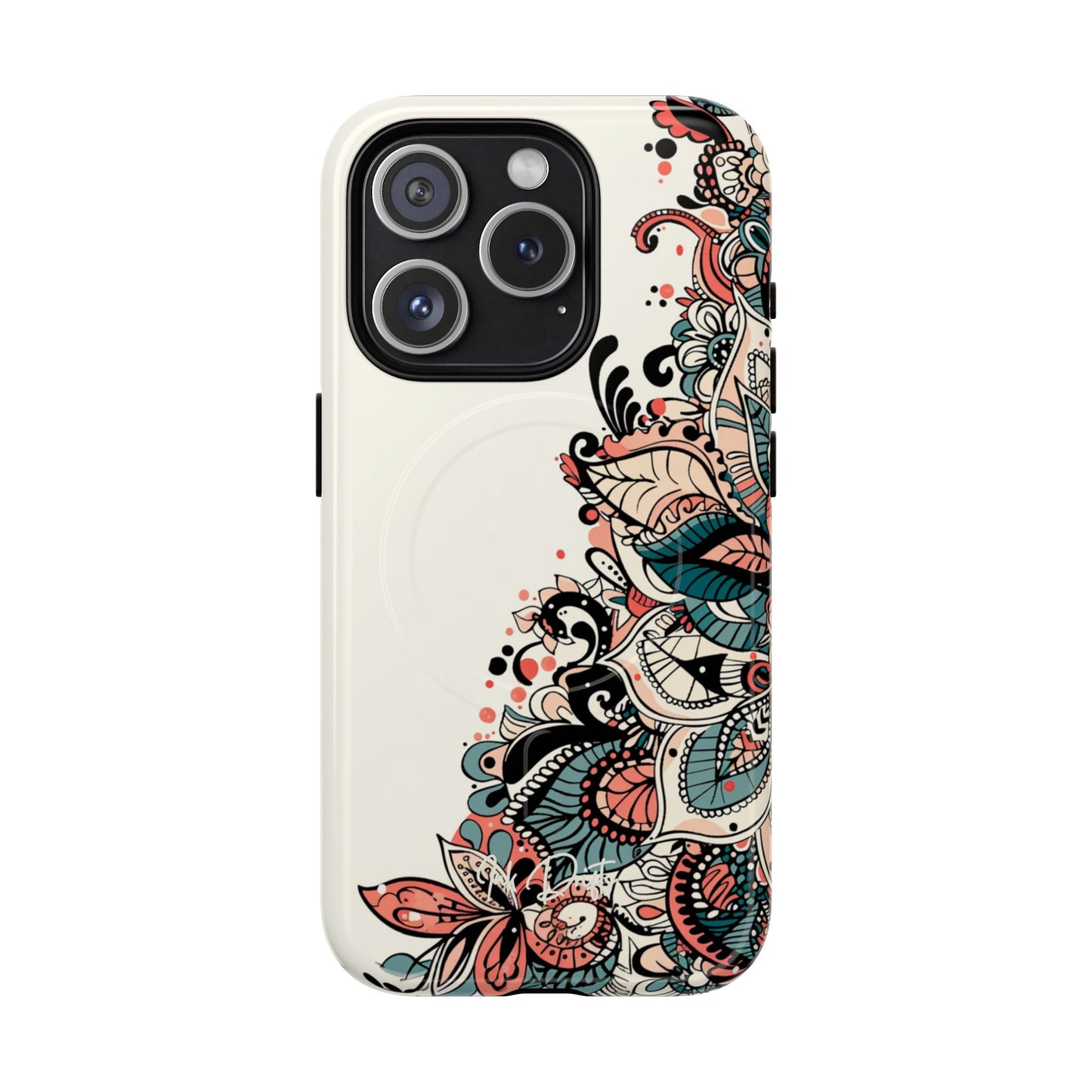 iPhone 15 Pro Glossy Phone Case - Floral Cascade | MagSafe iPhone Case