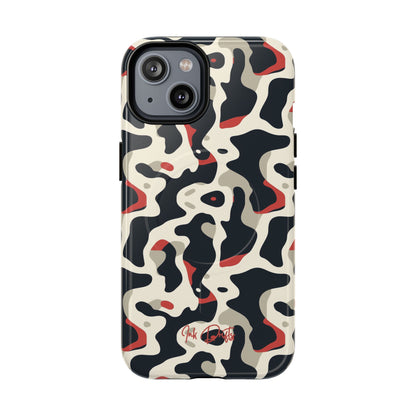 iPhone 14 Glossy Phone Case - Cream Red Camo | MagSafe iPhone Case