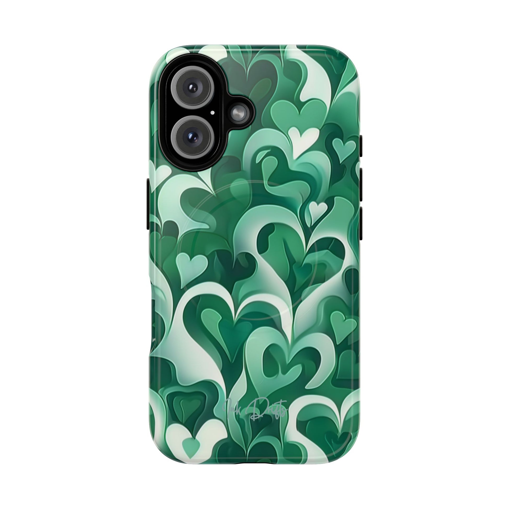 iPhone 16 Glossy Phone Case - Emerald Love | MagSafe iPhone Case