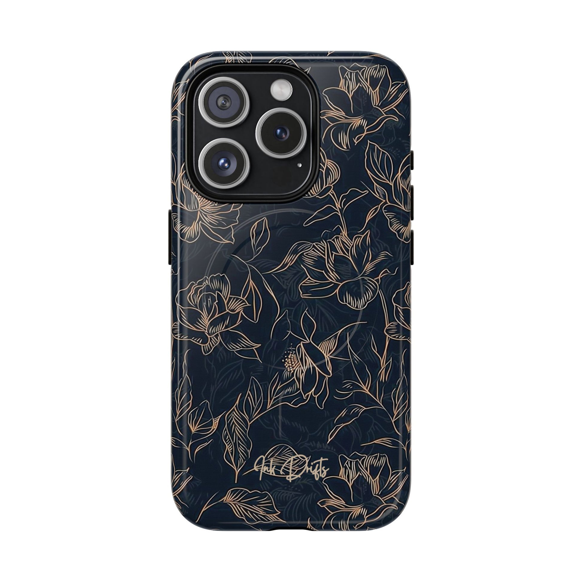 iPhone 15 Pro Glossy Phone Case - Golden Elegance | MagSafe iPhone Case