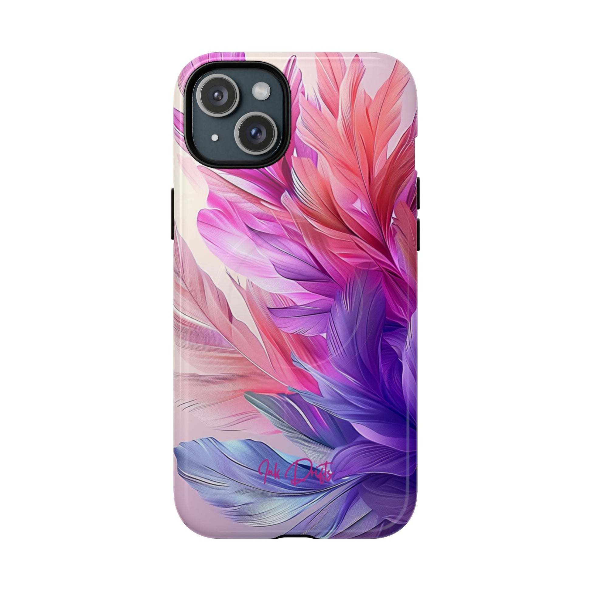 iPhone 15 Plus Glossy Phone Case - Feather Bliss | MagSafe iPhone Case