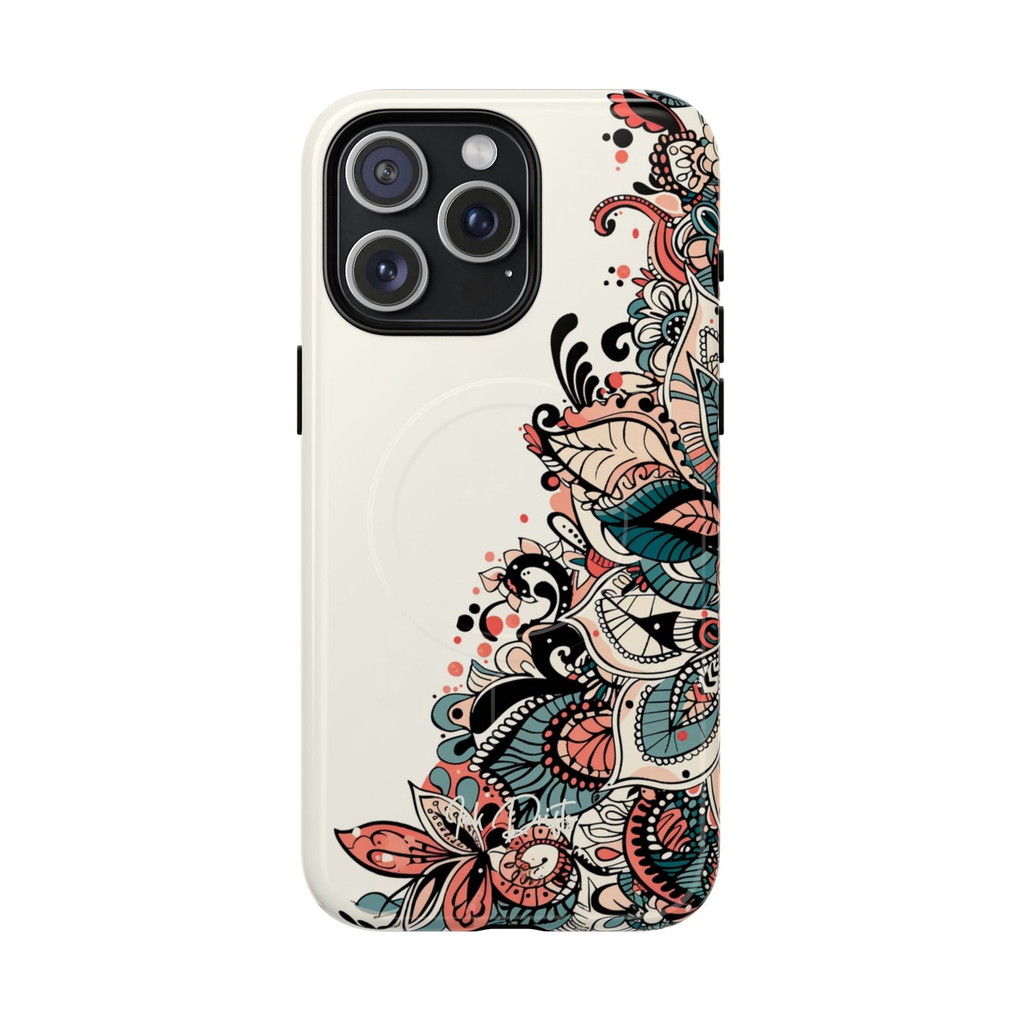 iPhone 15 Pro Max Glossy Phone Case - Floral Cascade | MagSafe iPhone Case