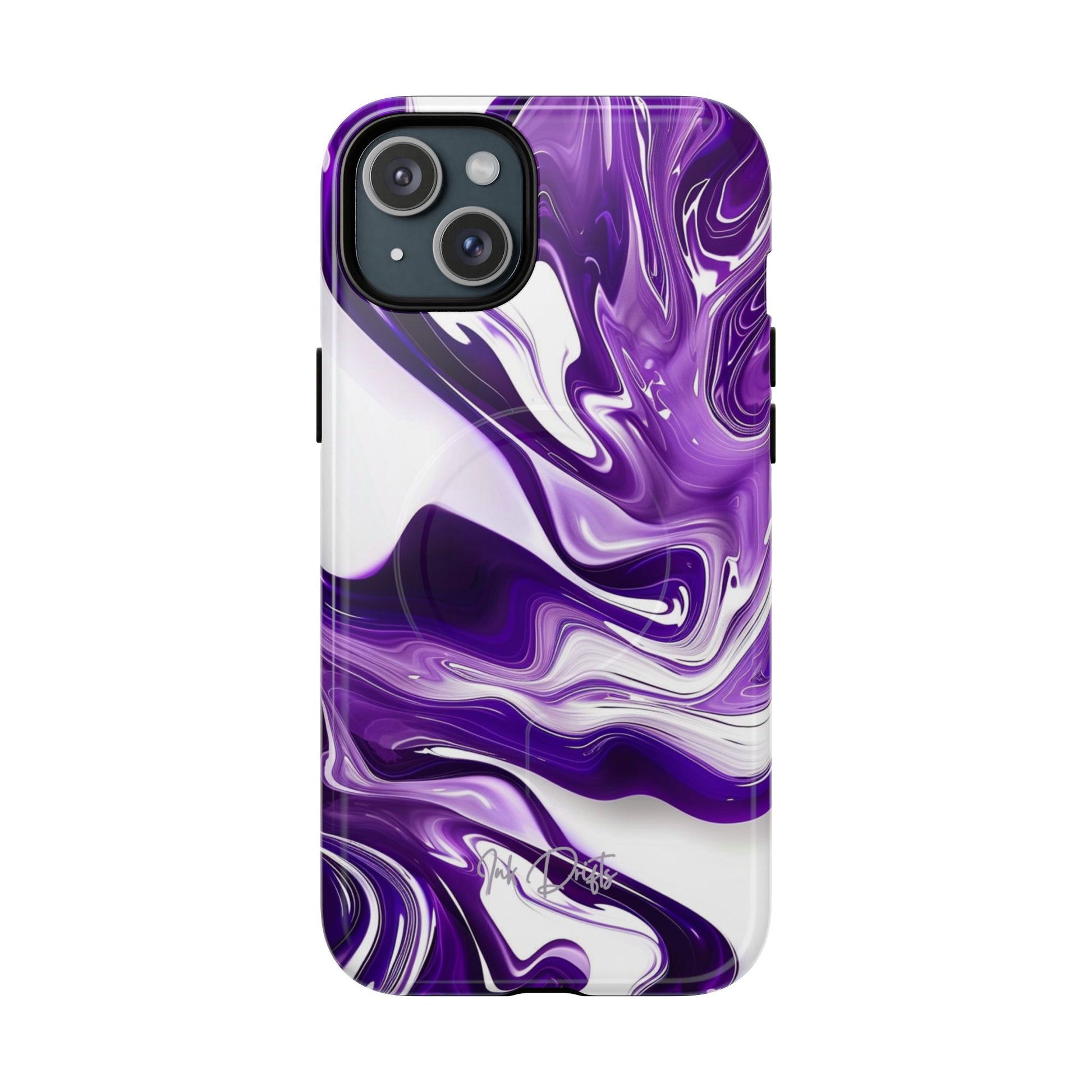 iPhone 15 Plus Glossy Phone Case - Violet Vortex | MagSafe iPhone Case