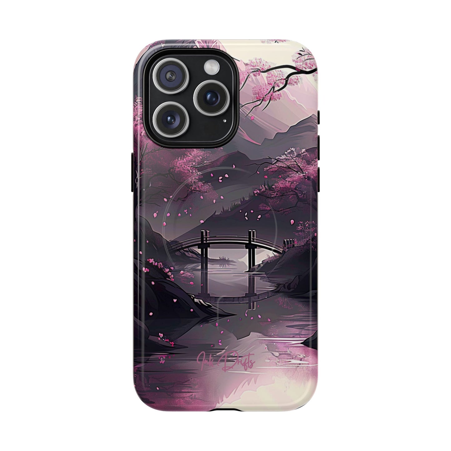 iPhone 15 Pro Max Glossy Phone Case - Blossom Bridge | MagSafe iPhone Case