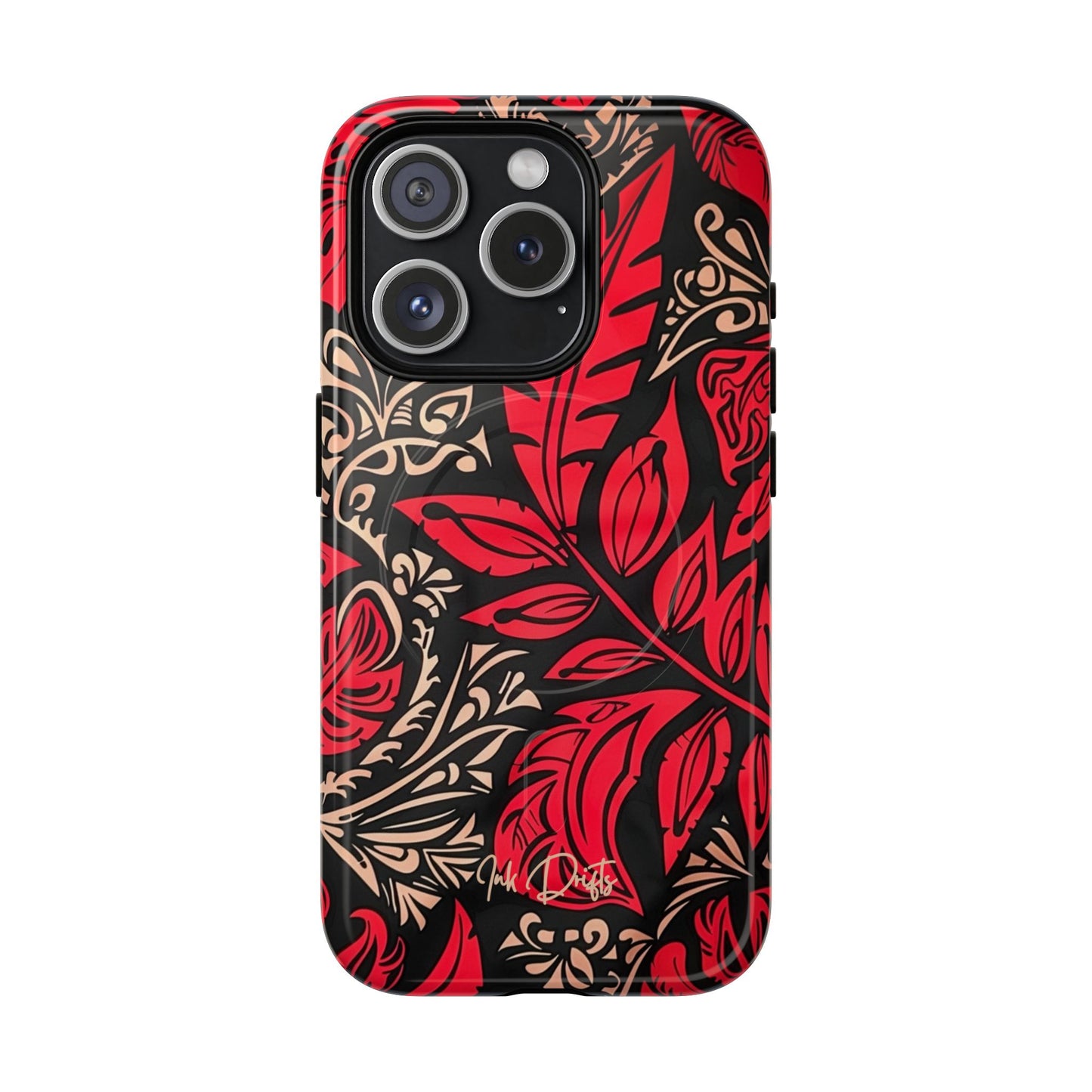 iPhone 15 Pro Glossy Phone Case - Crimson Foliage | MagSafe iPhone Case