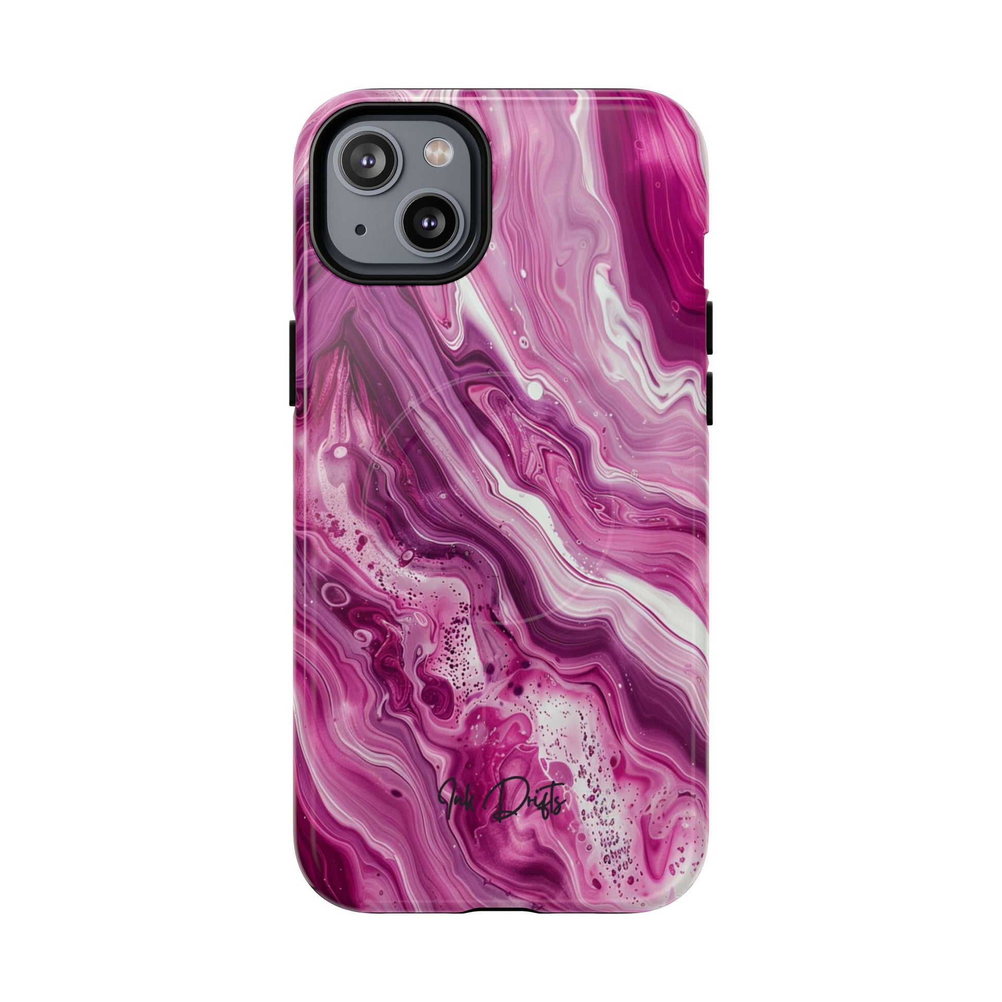 iPhone 14 Plus Glossy Phone Case - Pink Marble | MagSafe iPhone Case