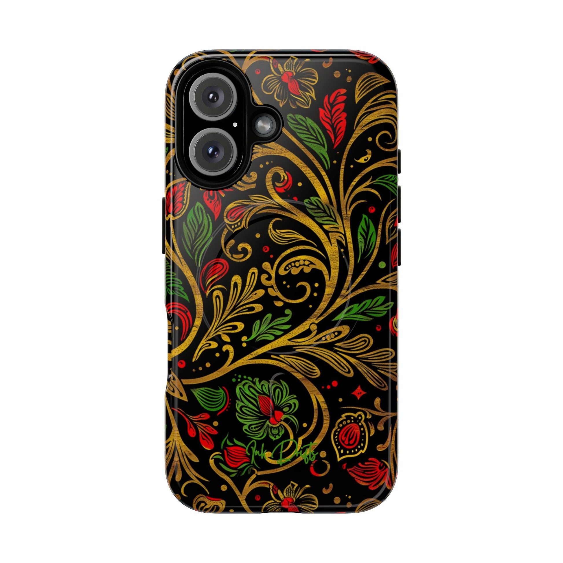 iPhone 16 Glossy Phone Case - Golden Vines | MagSafe iPhone Case