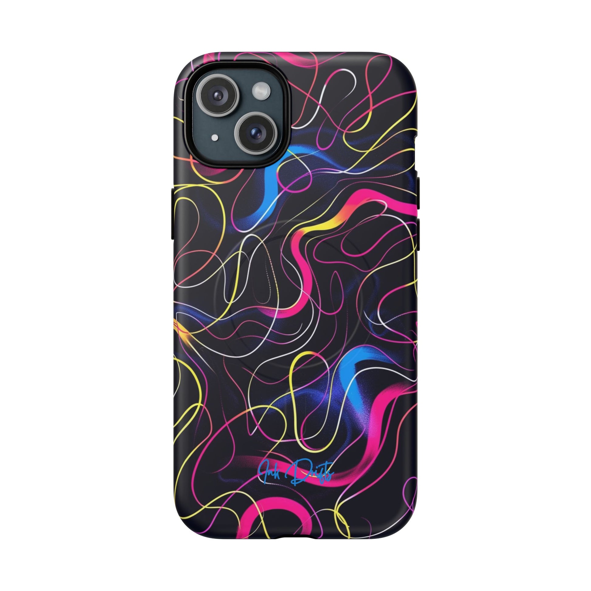 iPhone 15 Plus Matte Phone Case - Neon Tangles | MagSafe iPhone Case