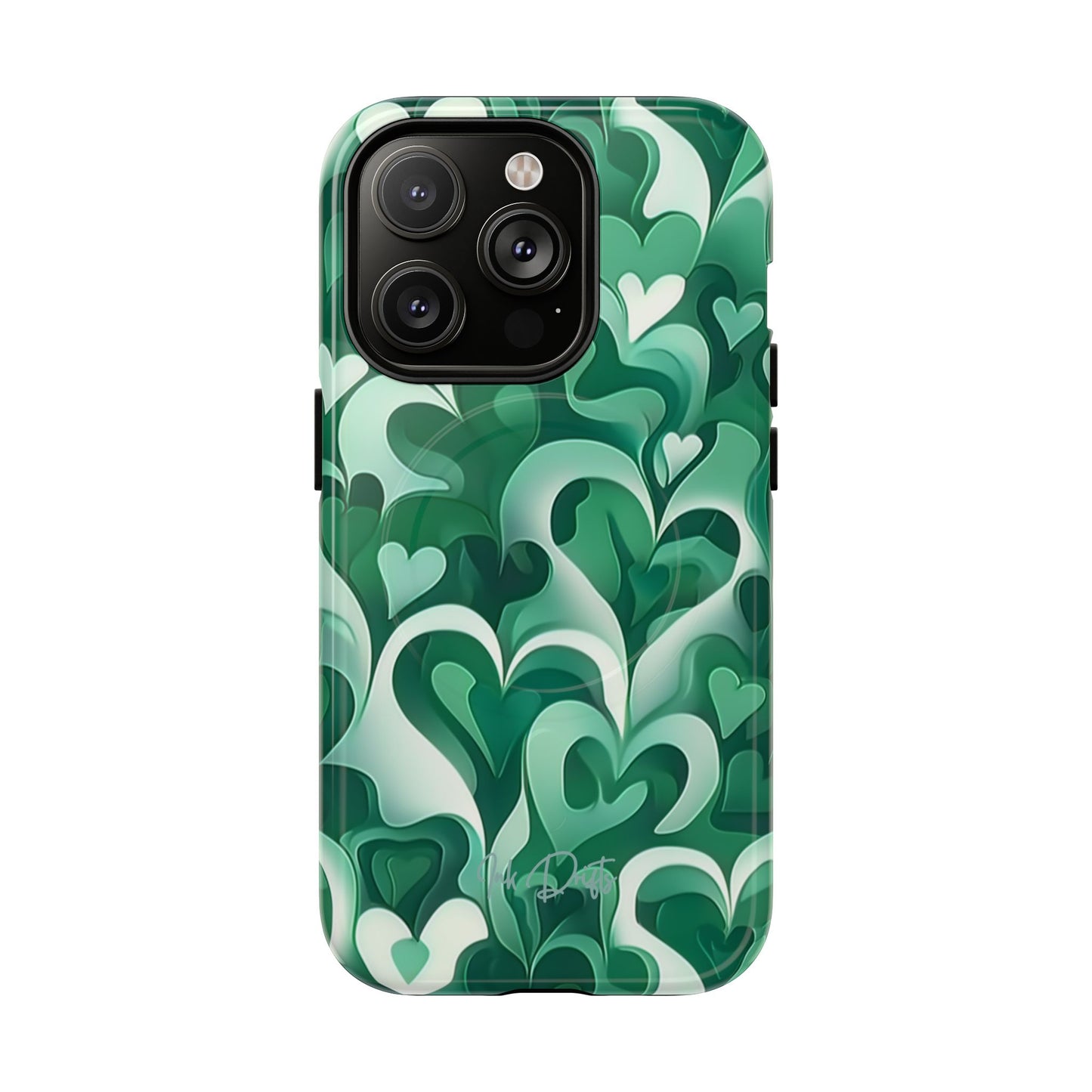 iPhone 14 Pro Glossy Phone Case - Emerald Love | MagSafe iPhone Case