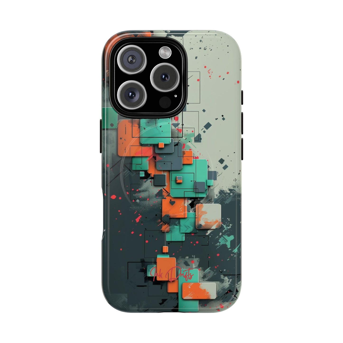 iPhone 16 Pro Glossy Phone Case - Techno Mosaic | MagSafe iPhone Case