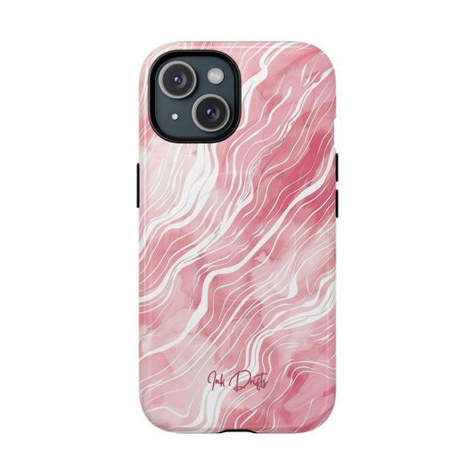 iPhone 15 Glossy Phone Case - Blush Waves | MagSafe iPhone Case