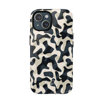 iPhone 15 Glossy Phone Case - Monochrome Camo | MagSafe iPhone Case