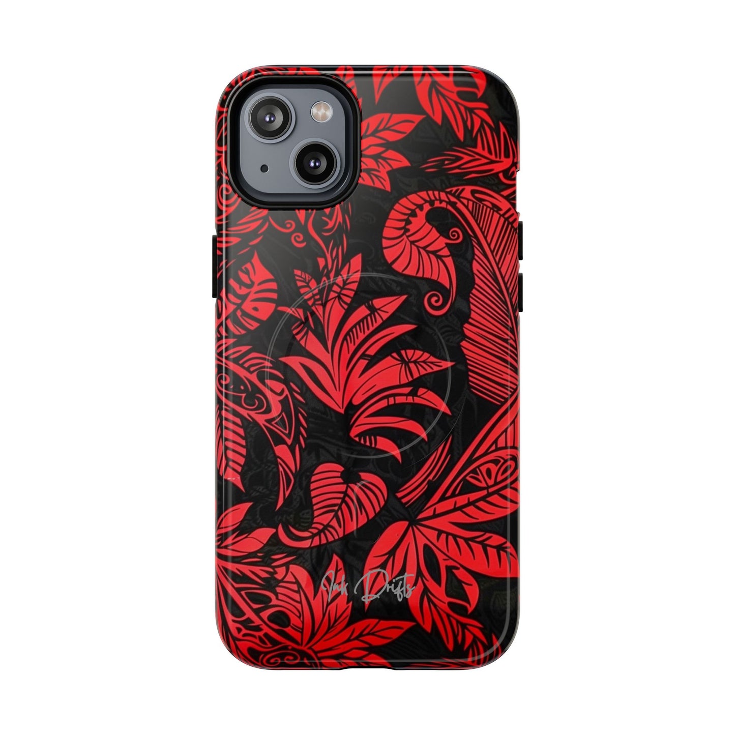 iPhone 14 Plus Glossy Phone Case - Crimson Jungle | MagSafe iPhone Case