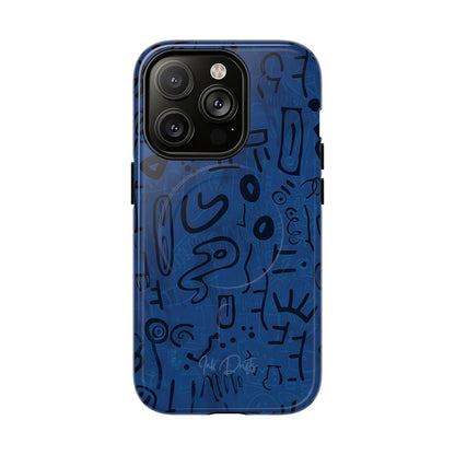 iPhone 14 Pro Glossy Phone Case - Nocturnal Scribbles | MagSafe iPhone Case