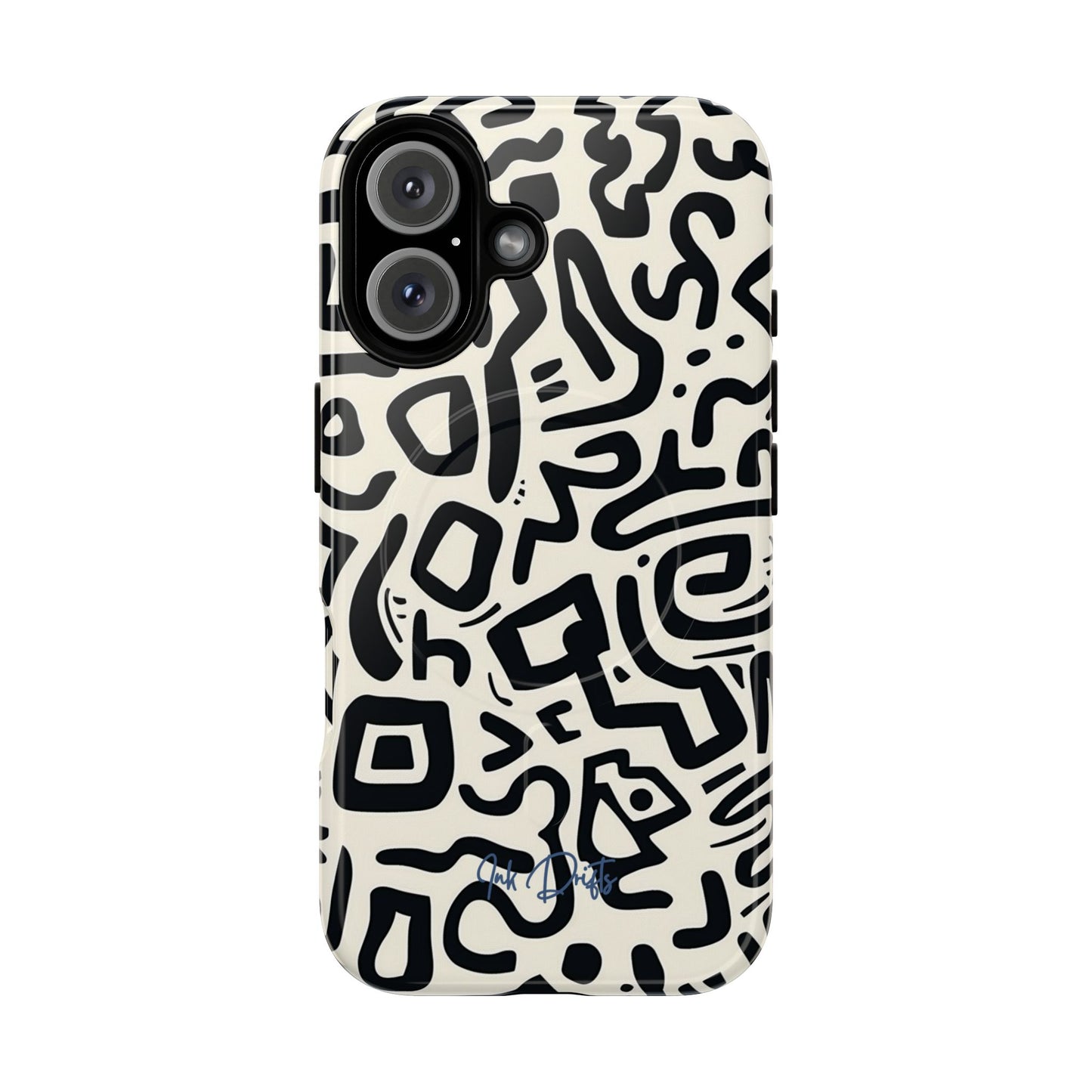 iPhone 16 Glossy Phone Case - Abstract Doodle | MagSafe iPhone Case