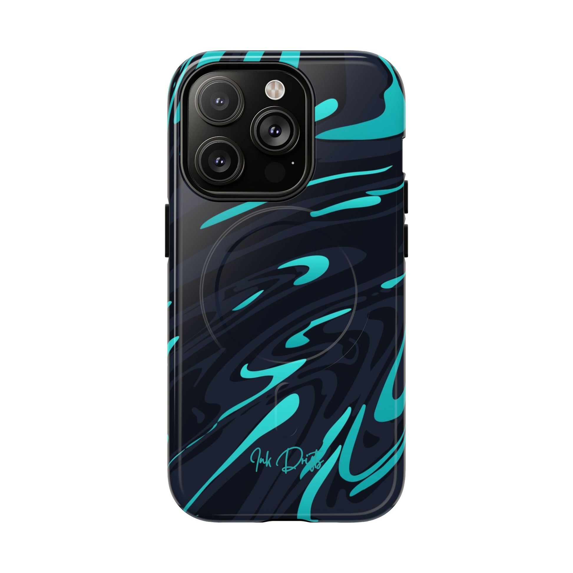 iPhone 14 Pro Glossy Phone Case - Turquoise Splash | MagSafe iPhone Case