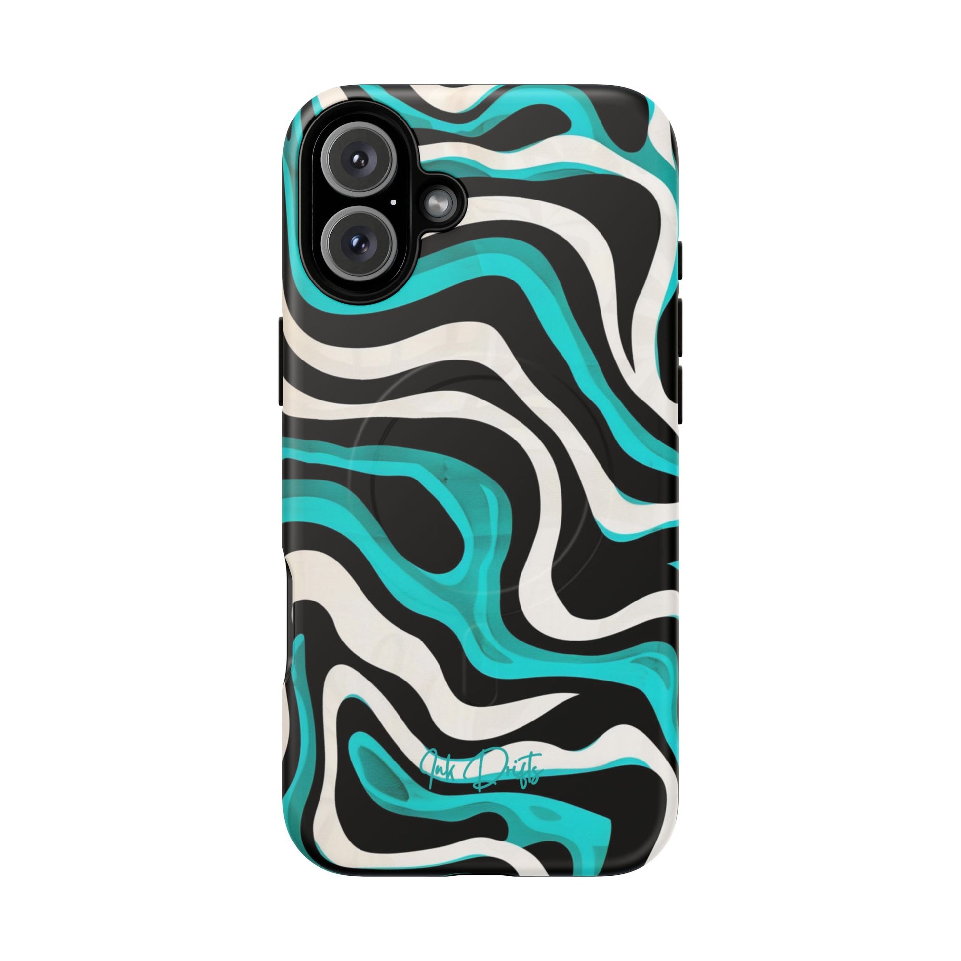 iPhone 16 Plus Matte Phone Case - Aqua Strata | MagSafe iPhone Case