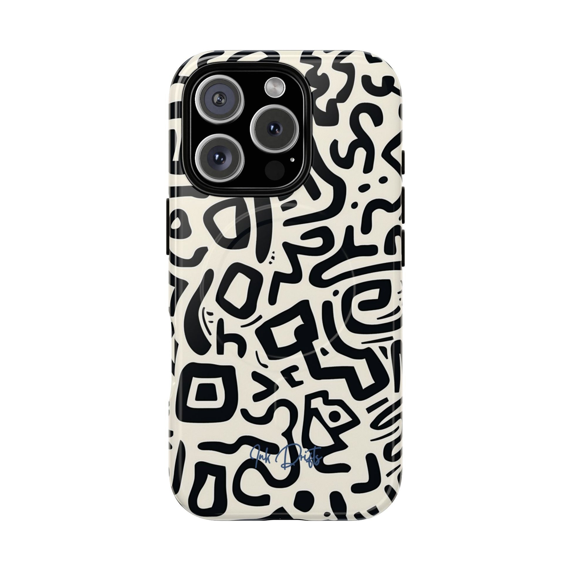 iPhone 16 Pro Glossy Phone Case - Abstract Doodle | MagSafe iPhone Case