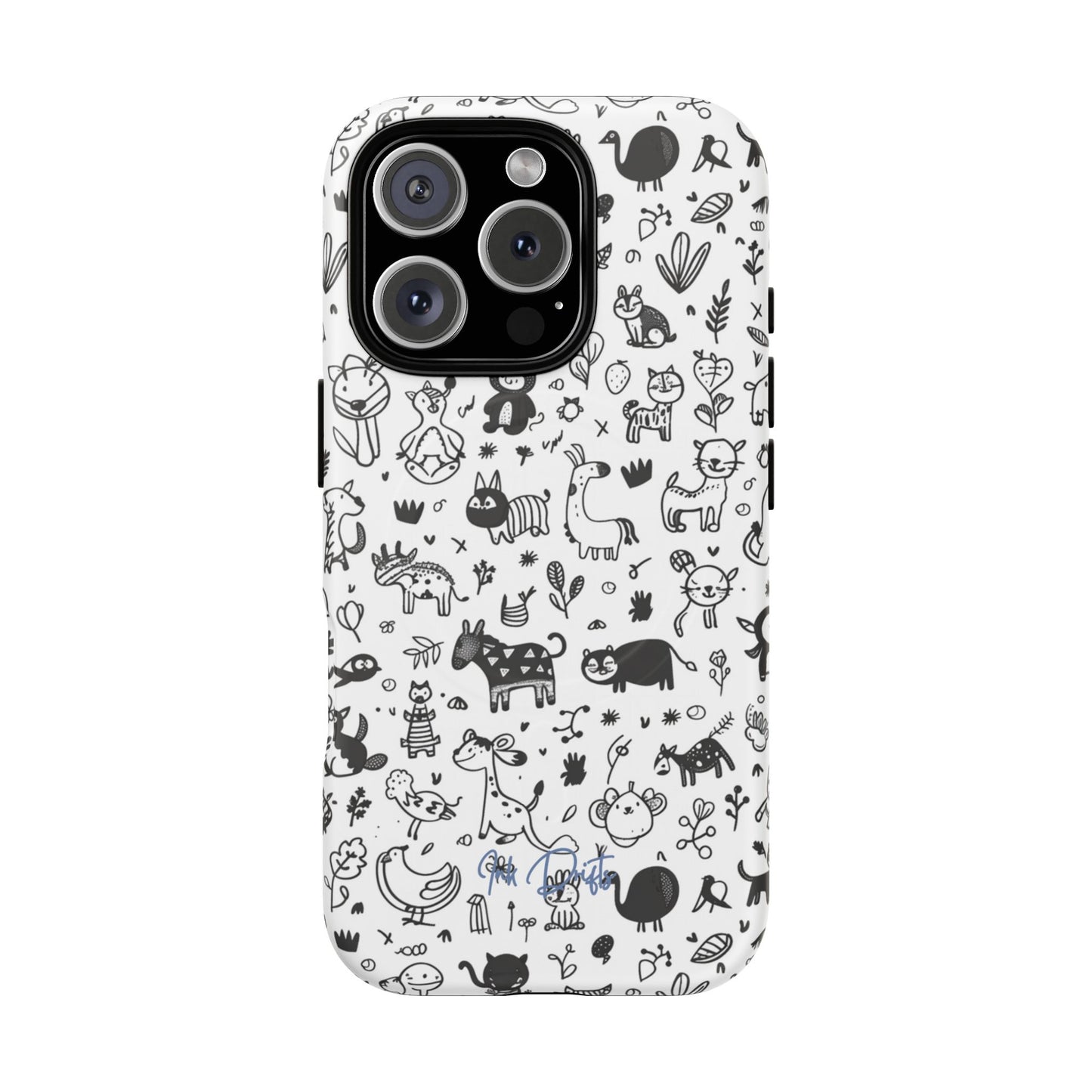 iPhone 16 Pro Matte Phone Case - Doodle Zoo | MagSafe iPhone Case