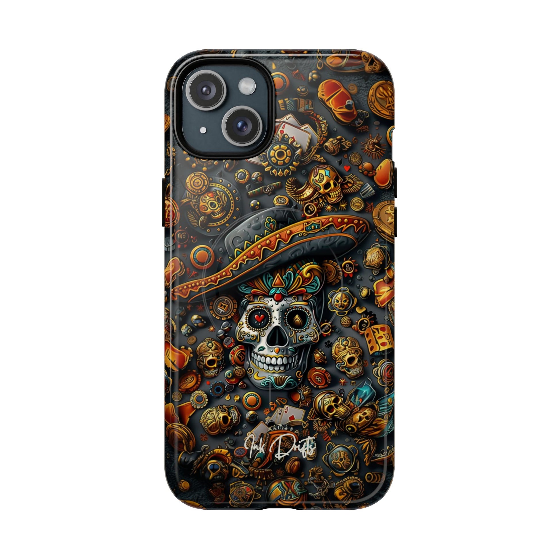 iPhone 15 Plus Glossy Phone Case - Aztec Gold | MagSafe iPhone Case