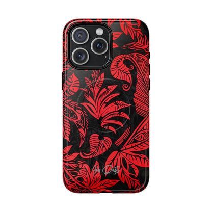 iPhone 15 Pro Max Glossy Phone Case - Crimson Jungle | MagSafe iPhone Case