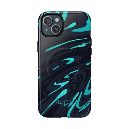 iPhone 15 Plus Glossy Phone Case - Turquoise Splash | MagSafe iPhone Case