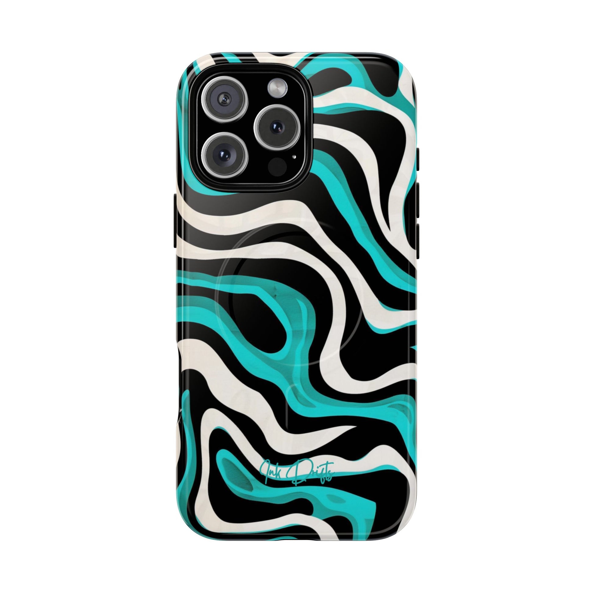 iPhone 16 Pro Max Glossy Phone Case - Aqua Strata | MagSafe iPhone Case