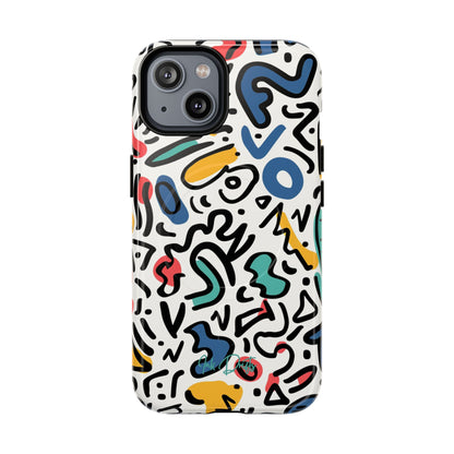 iPhone 14 Glossy Phone Case - Playful Doodles | MagSafe iPhone Case