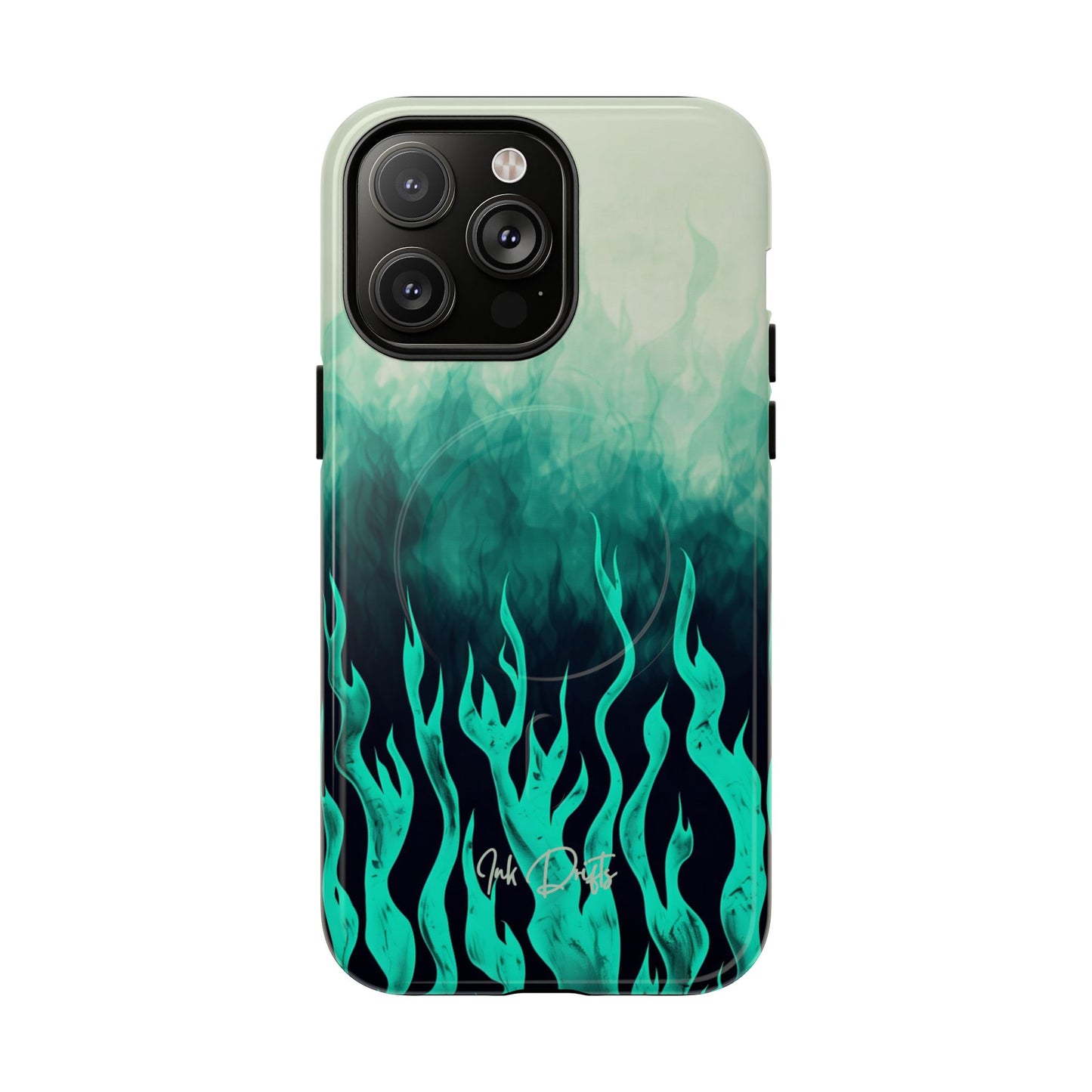 iPhone 14 Pro Max Glossy Phone Case - Teal Inferno | MagSafe iPhone Case