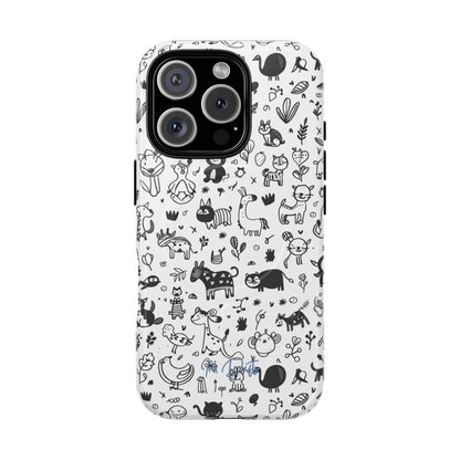 iPhone 16 Pro Glossy Phone Case - Doodle Zoo | MagSafe iPhone Case