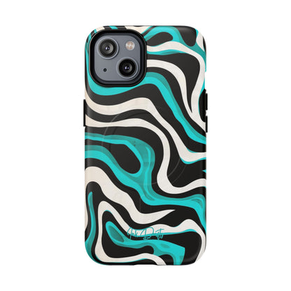 iPhone 14 Matte Phone Case - Aqua Strata | MagSafe iPhone Case