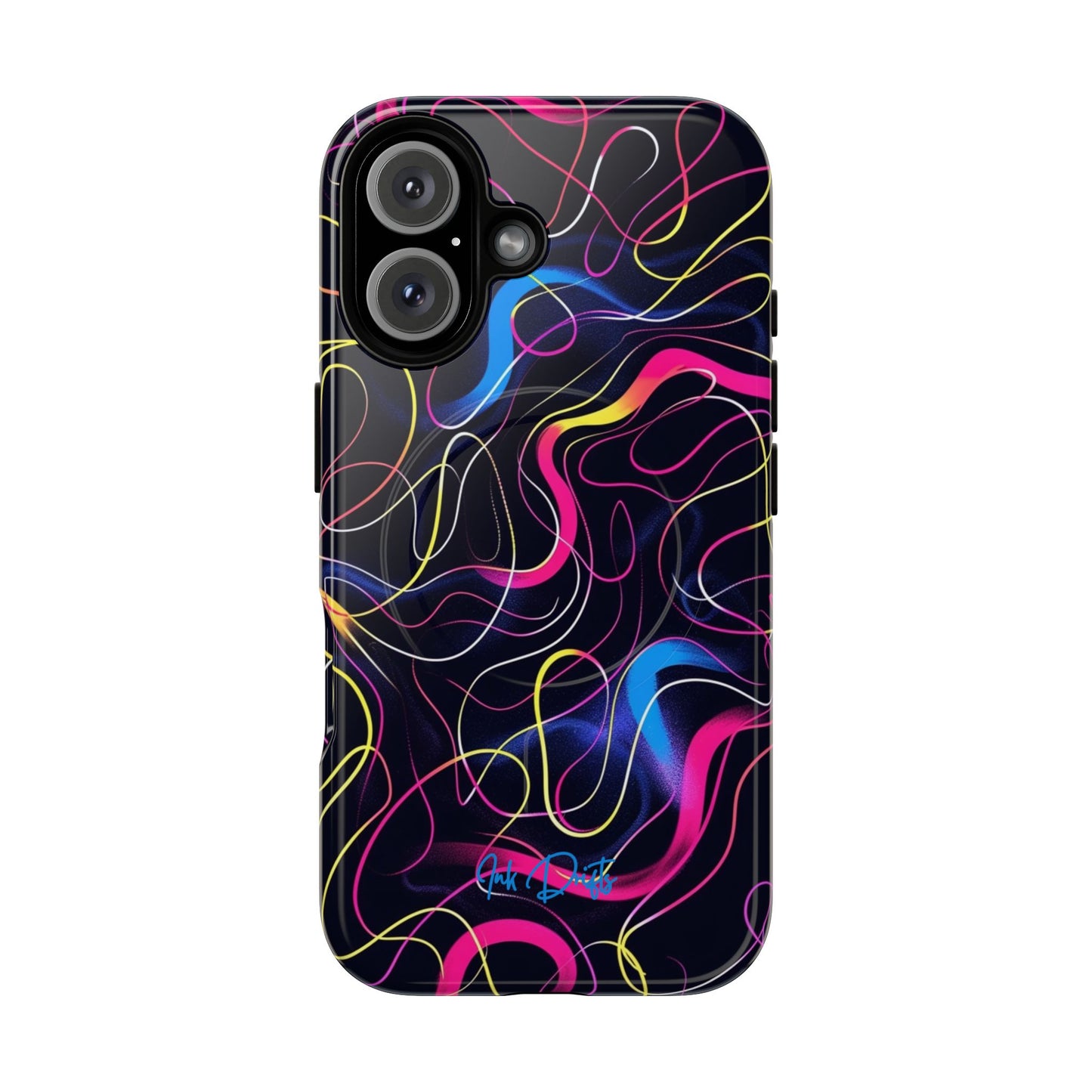 iPhone 16 Glossy Phone Case - Neon Tangles | MagSafe iPhone Case