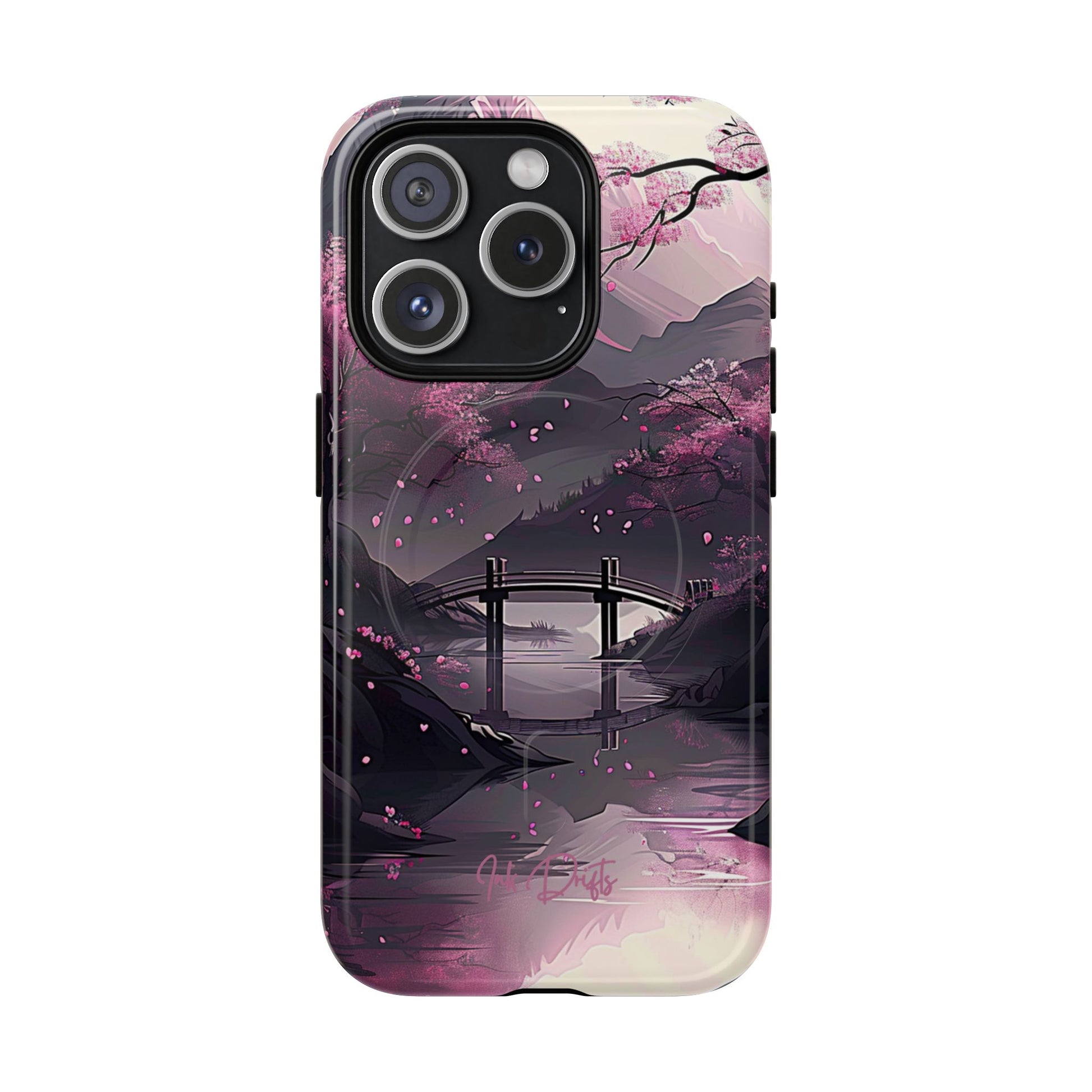 iPhone 15 Pro Glossy Phone Case - Blossom Bridge | MagSafe iPhone Case