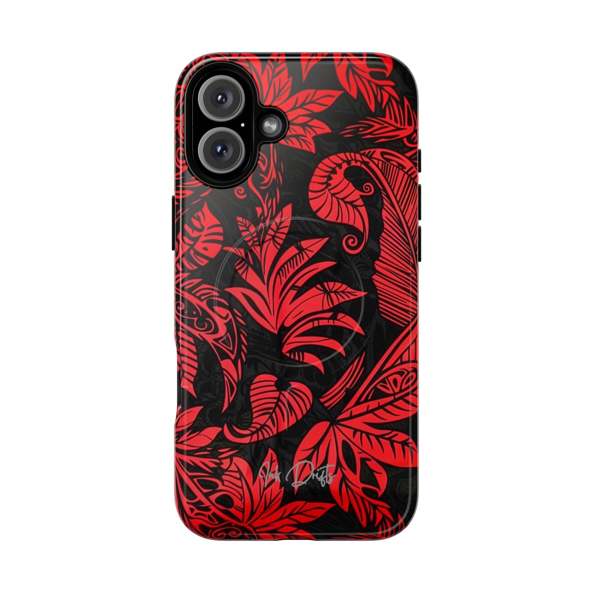 iPhone 16 Plus Glossy Phone Case - Crimson Jungle | MagSafe iPhone Case