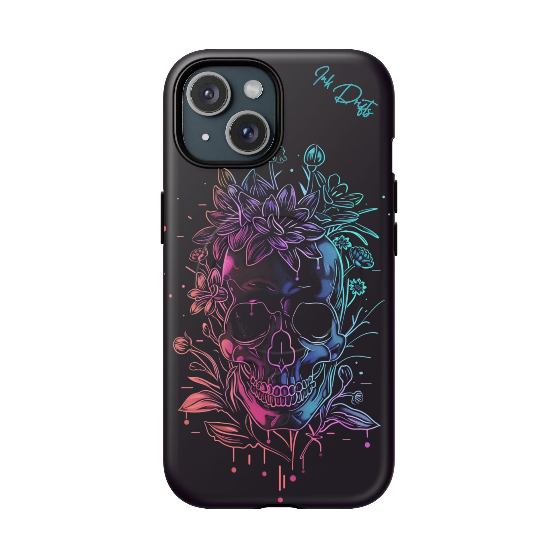 iPhone 15 Matte Phone Case - Neon Skull | MagSafe iPhone Case