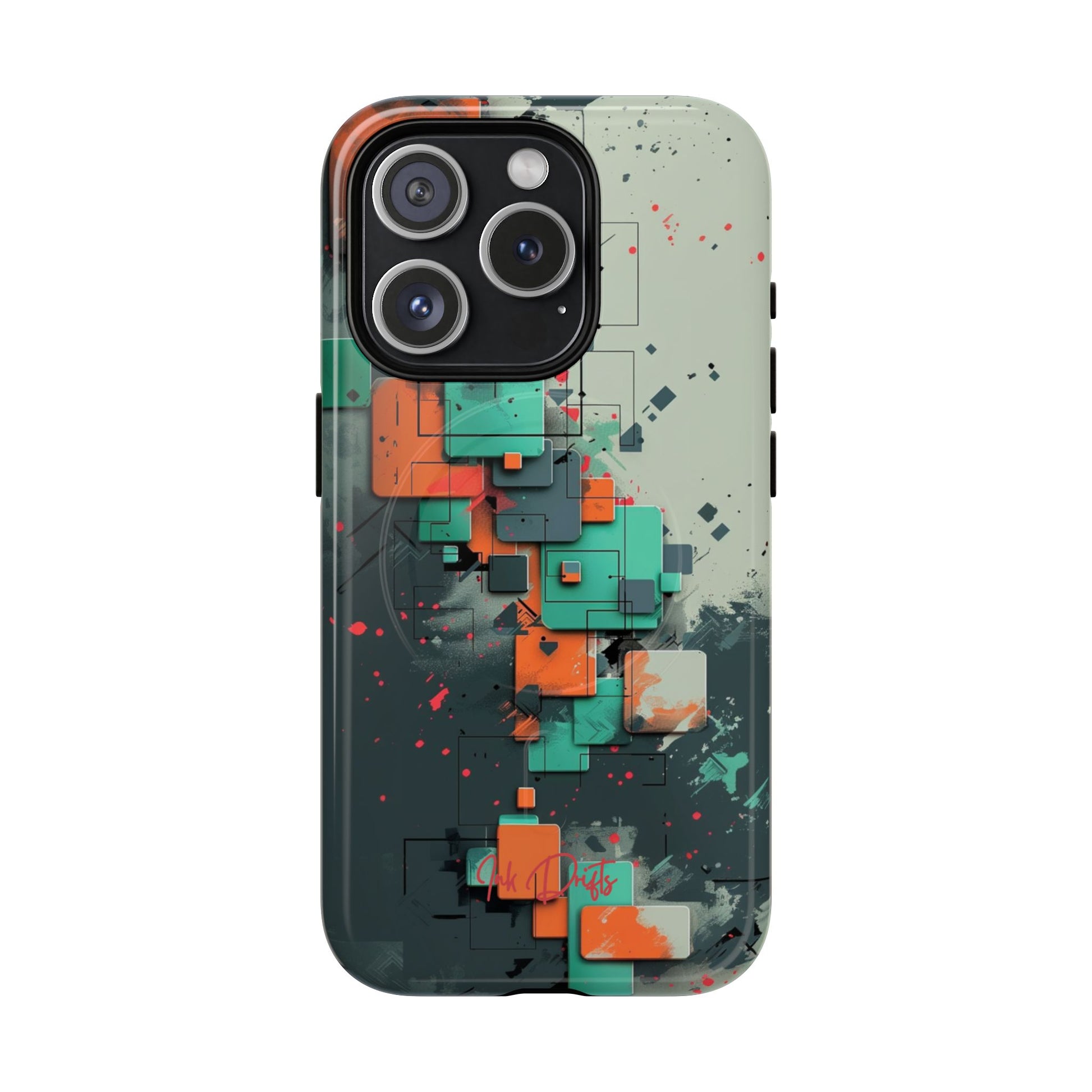 iPhone 15 Pro Glossy Phone Case - Techno Mosaic | MagSafe iPhone Case