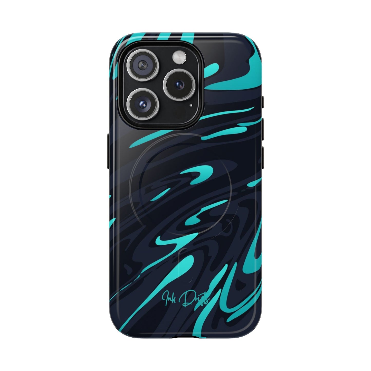 iPhone 15 Pro Glossy Phone Case - Turquoise Splash | MagSafe iPhone Case