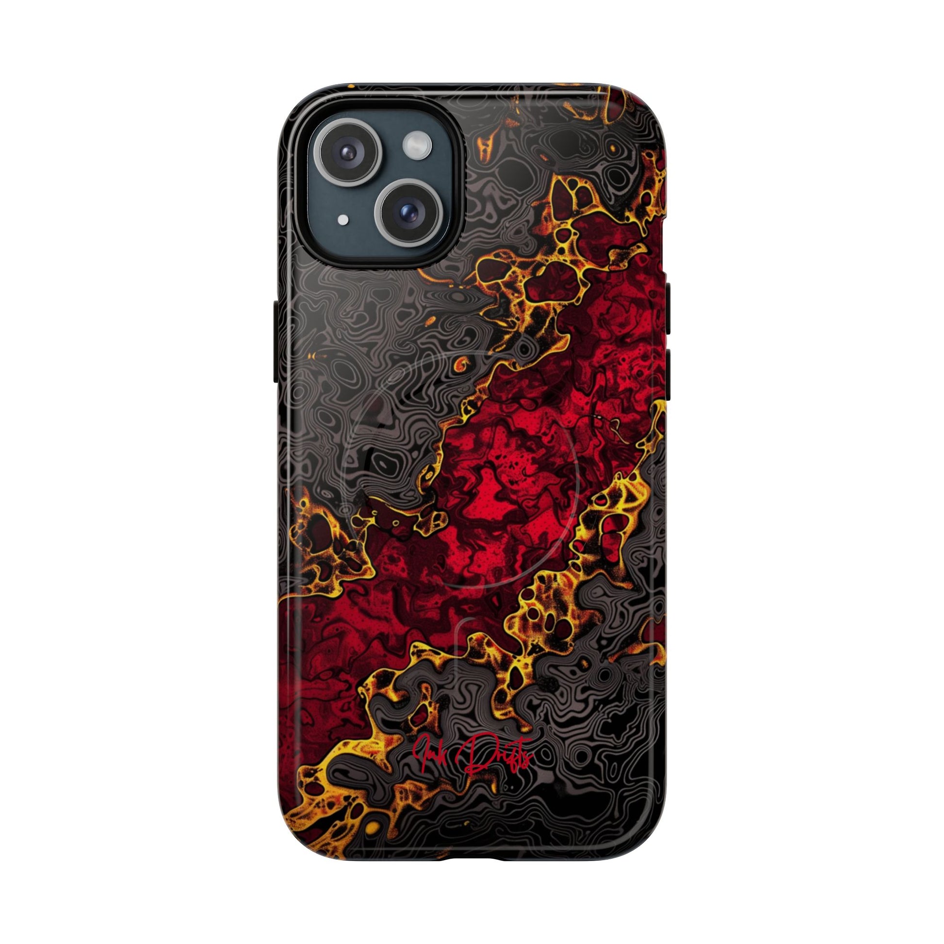 iPhone 15 Plus Glossy Phone Case - Volcanic Veins | MagSafe iPhone Case