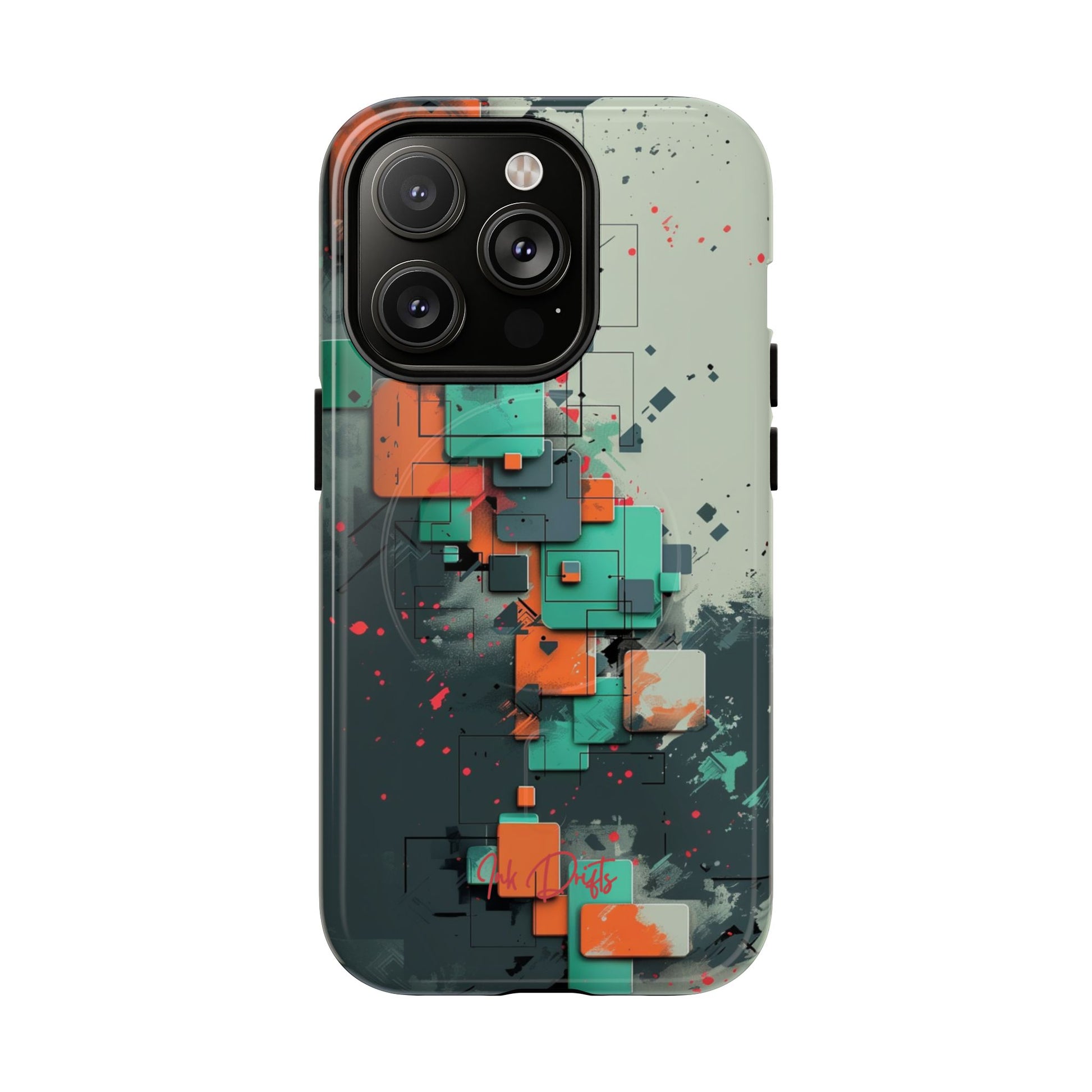 iPhone 14 Pro Glossy Phone Case - Techno Mosaic | MagSafe iPhone Case