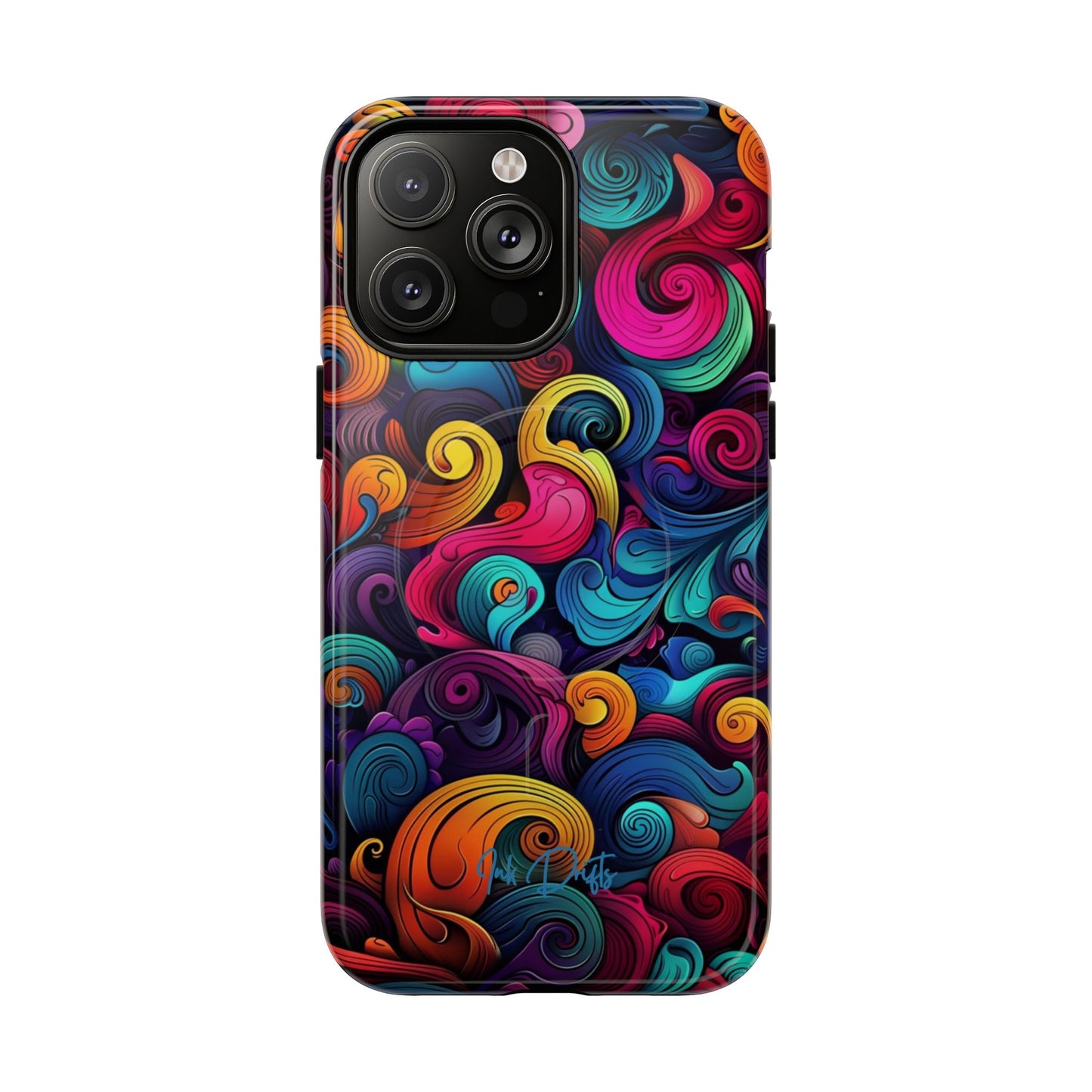 iPhone 14 Pro Max Glossy Phone Case - Psychedelic Waves | MagSafe iPhone Case