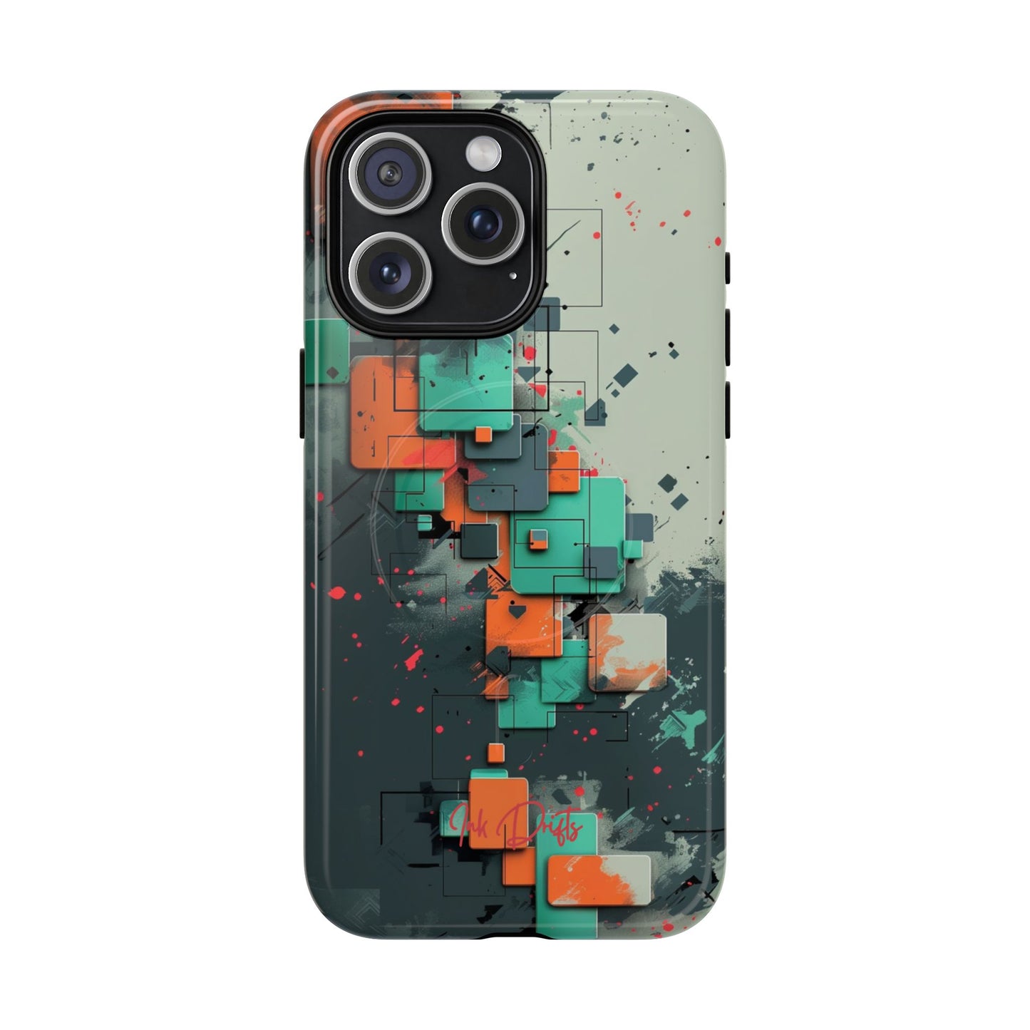 iPhone 15 Pro Max Glossy Phone Case - Techno Mosaic | MagSafe iPhone Case