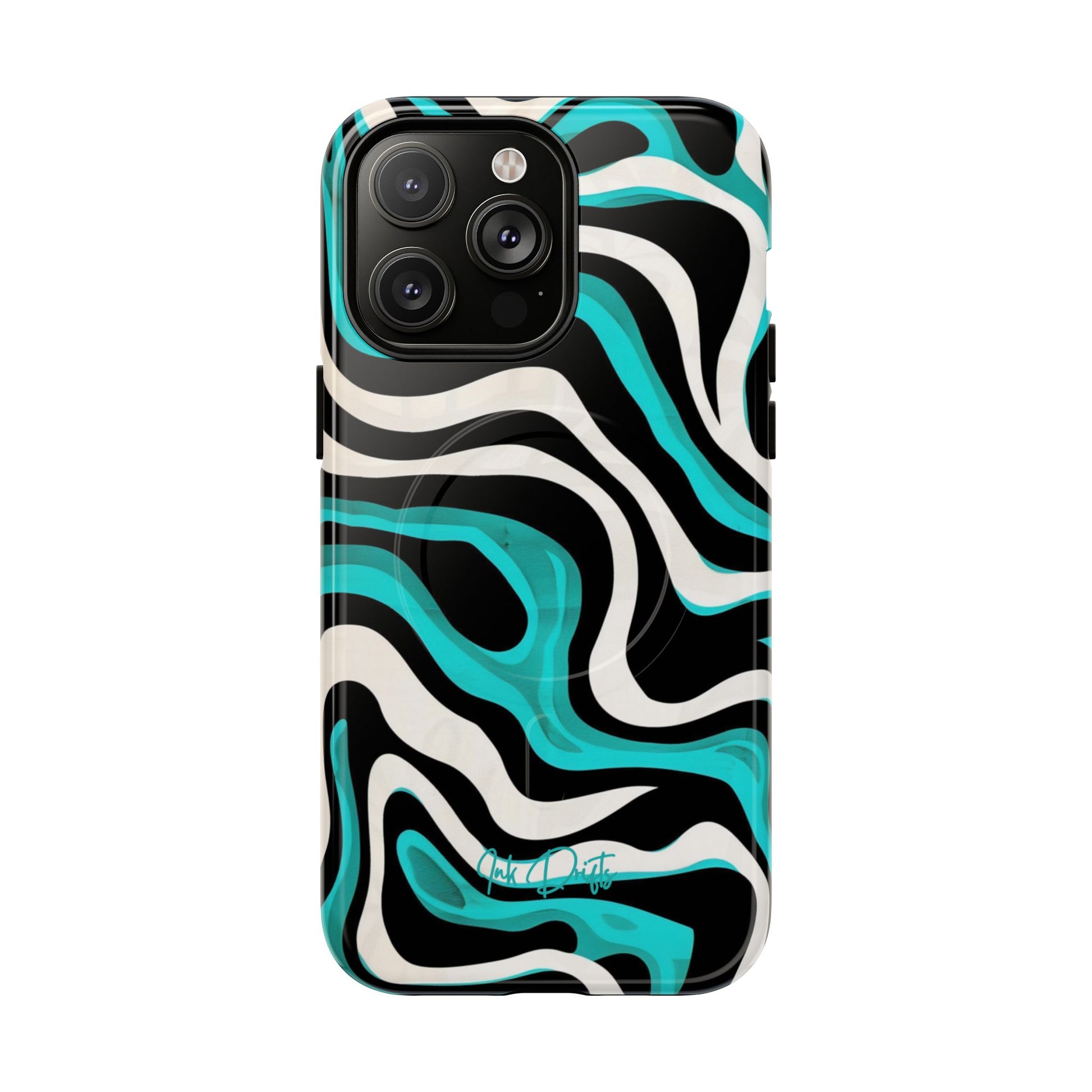 iPhone 14 Pro Max Glossy Phone Case - Aqua Strata | MagSafe iPhone Case