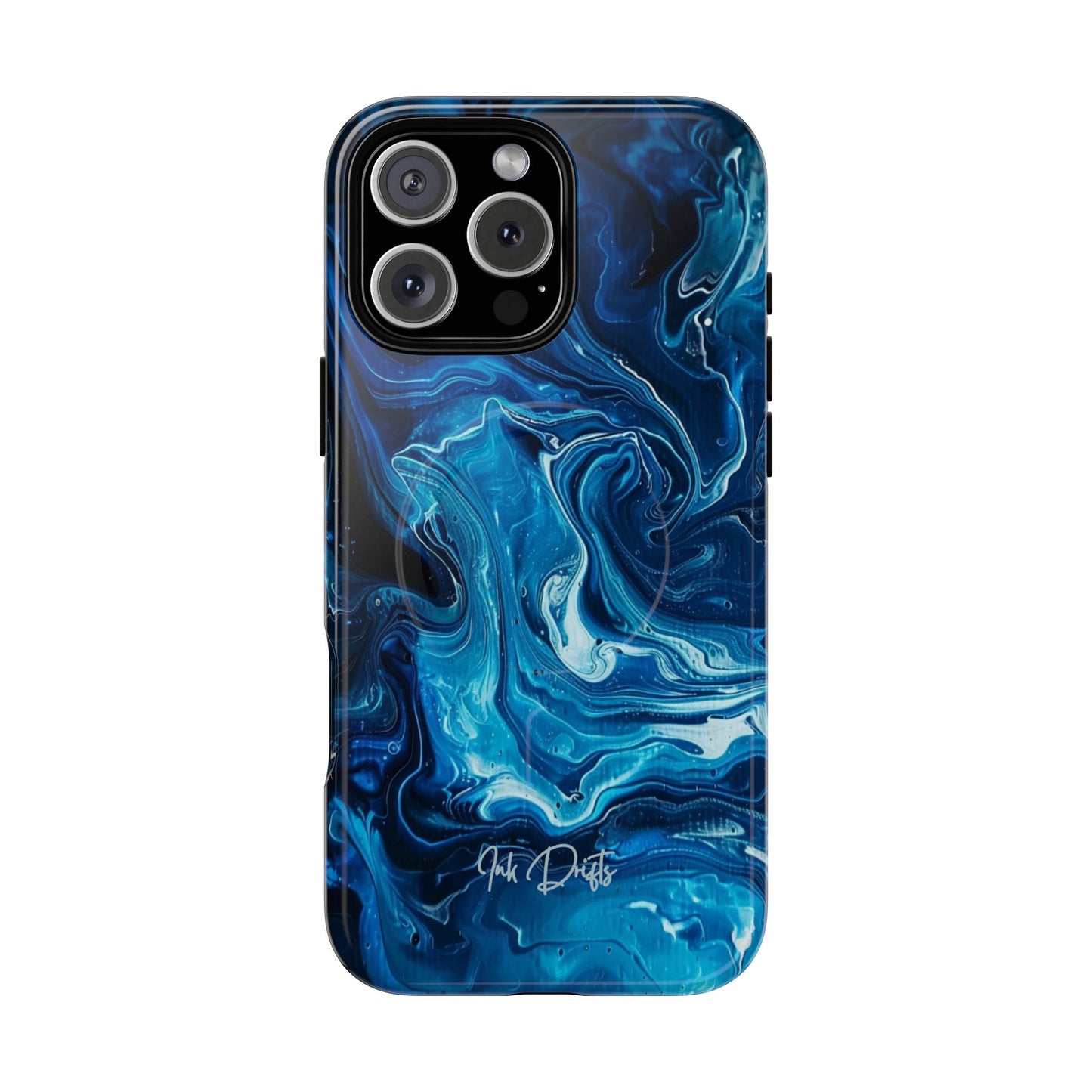 iPhone 16 Pro Max Glossy Phone Case - Blue Swirl | MagSafe iPhone Case