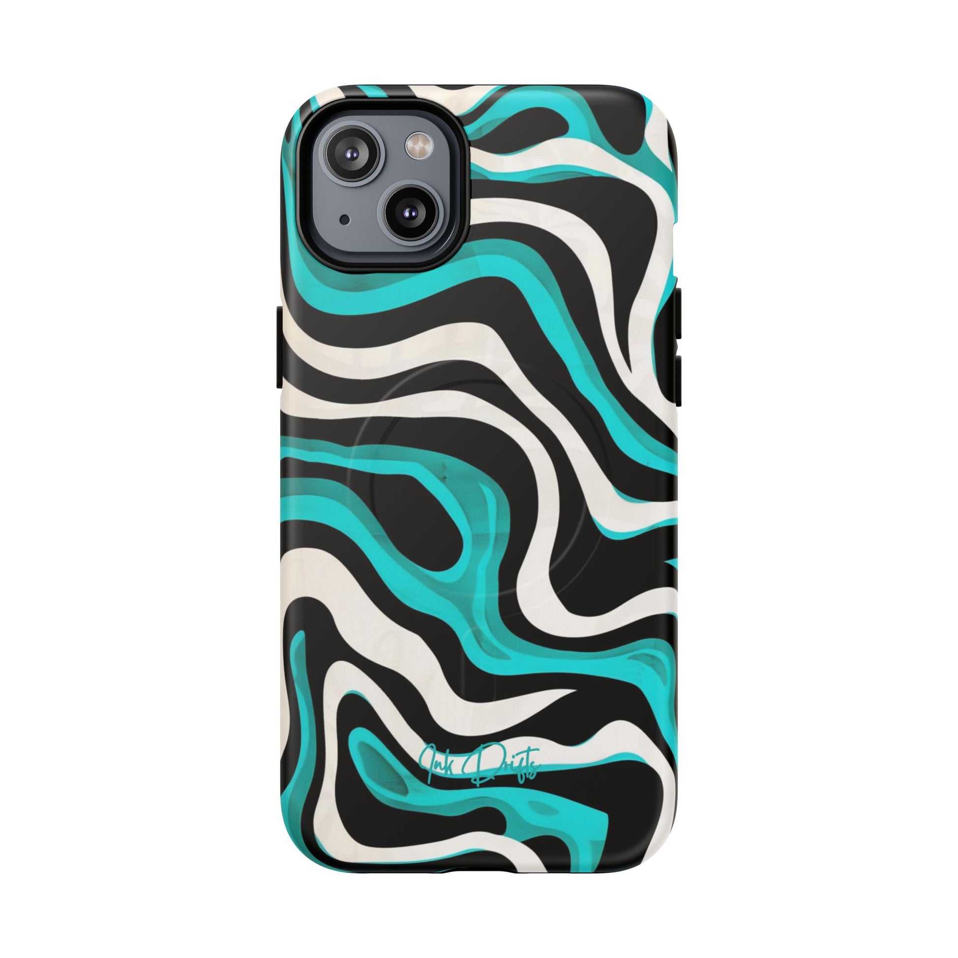 iPhone 14 Plus Matte Phone Case - Aqua Strata | MagSafe iPhone Case