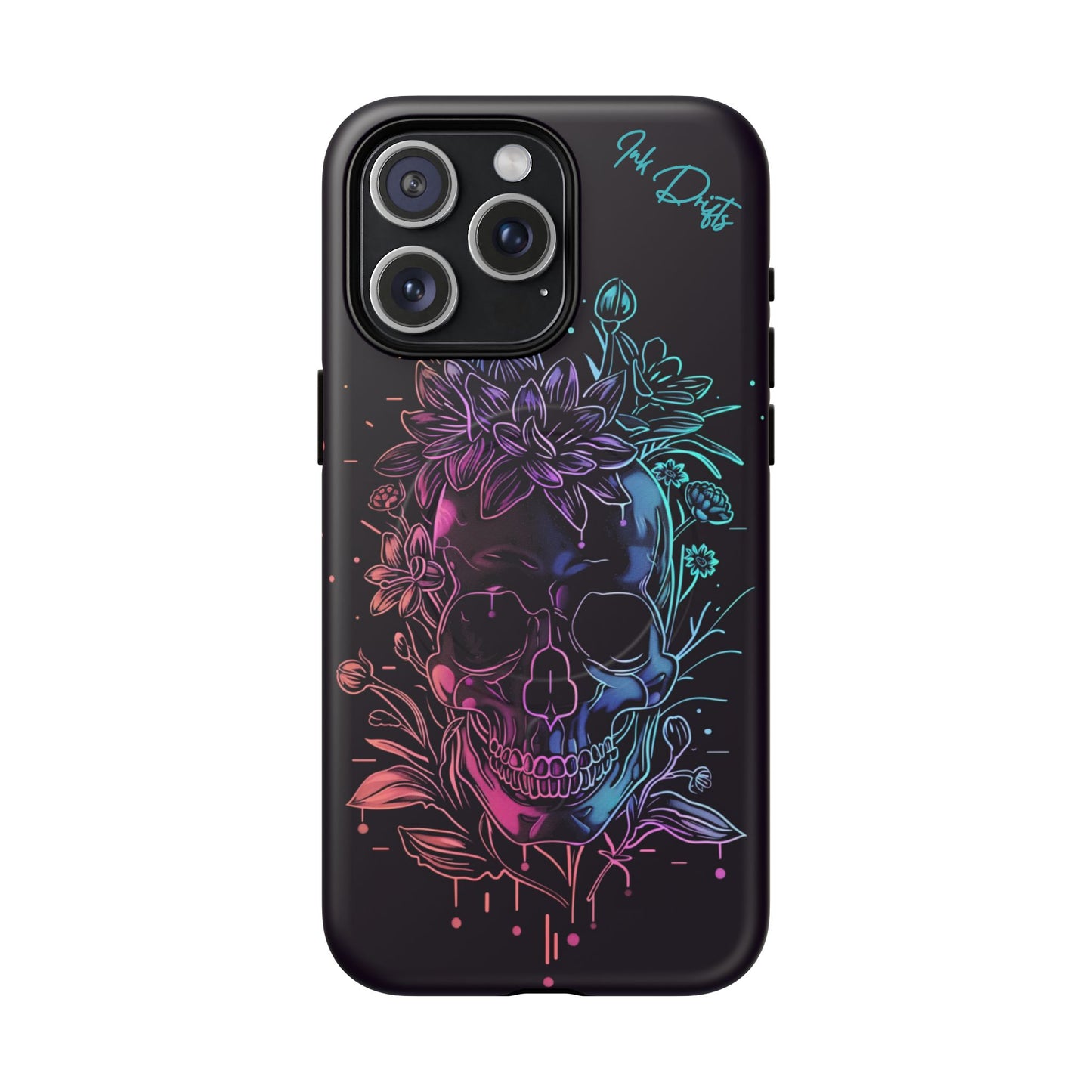 iPhone 15 Pro Max Matte Phone Case - Neon Skull | MagSafe iPhone Case