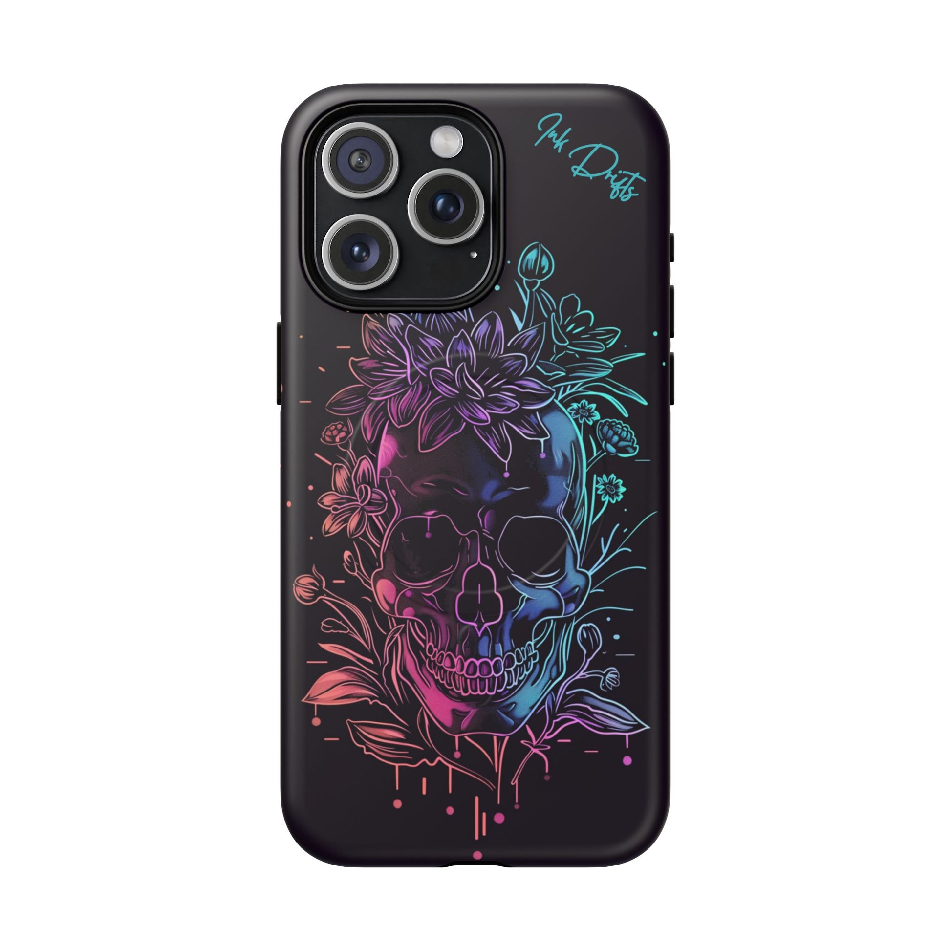 iPhone 15 Pro Max Matte Phone Case - Neon Skull | MagSafe iPhone Case