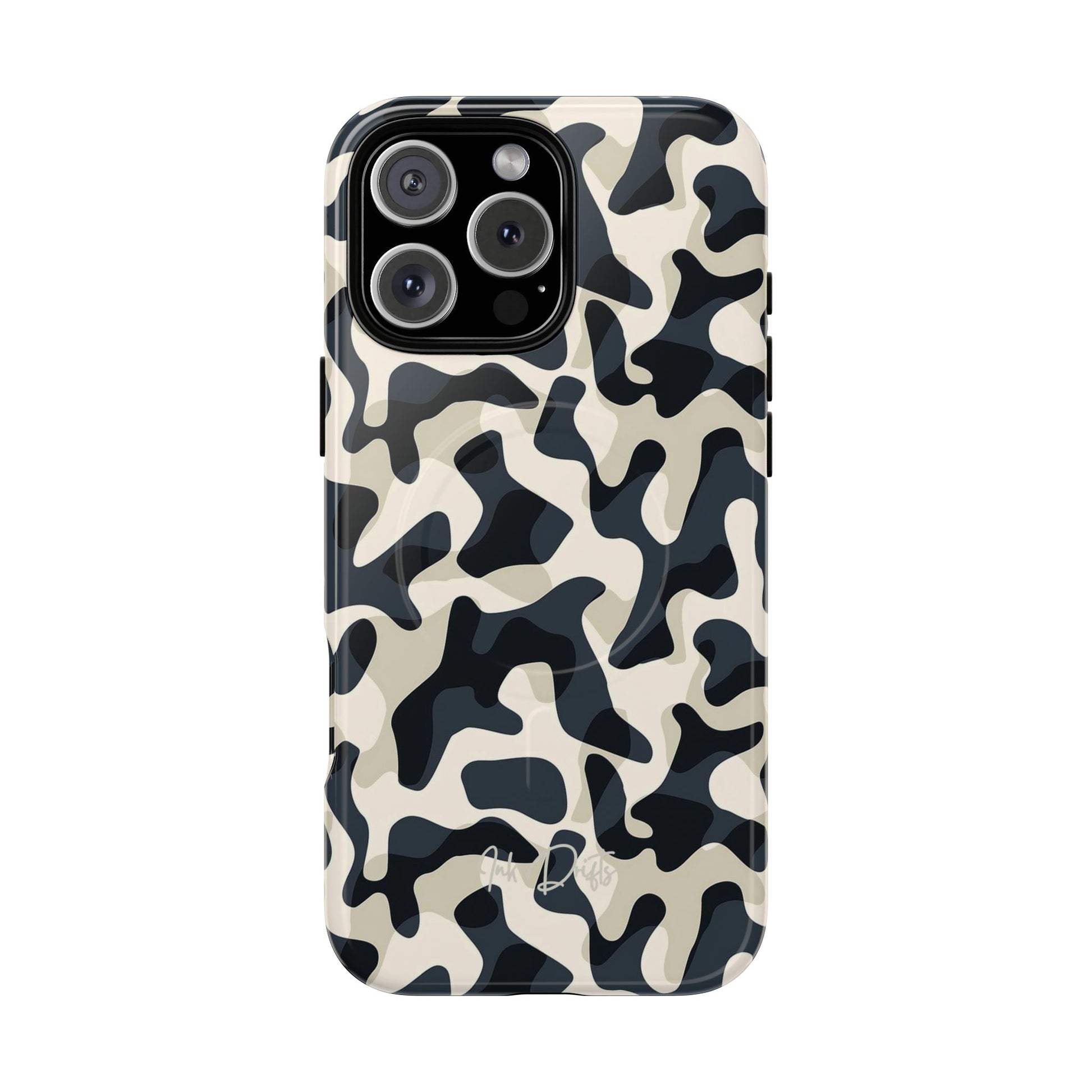 iPhone 16 Pro Max Glossy Phone Case - Monochrome Camo | MagSafe iPhone Case