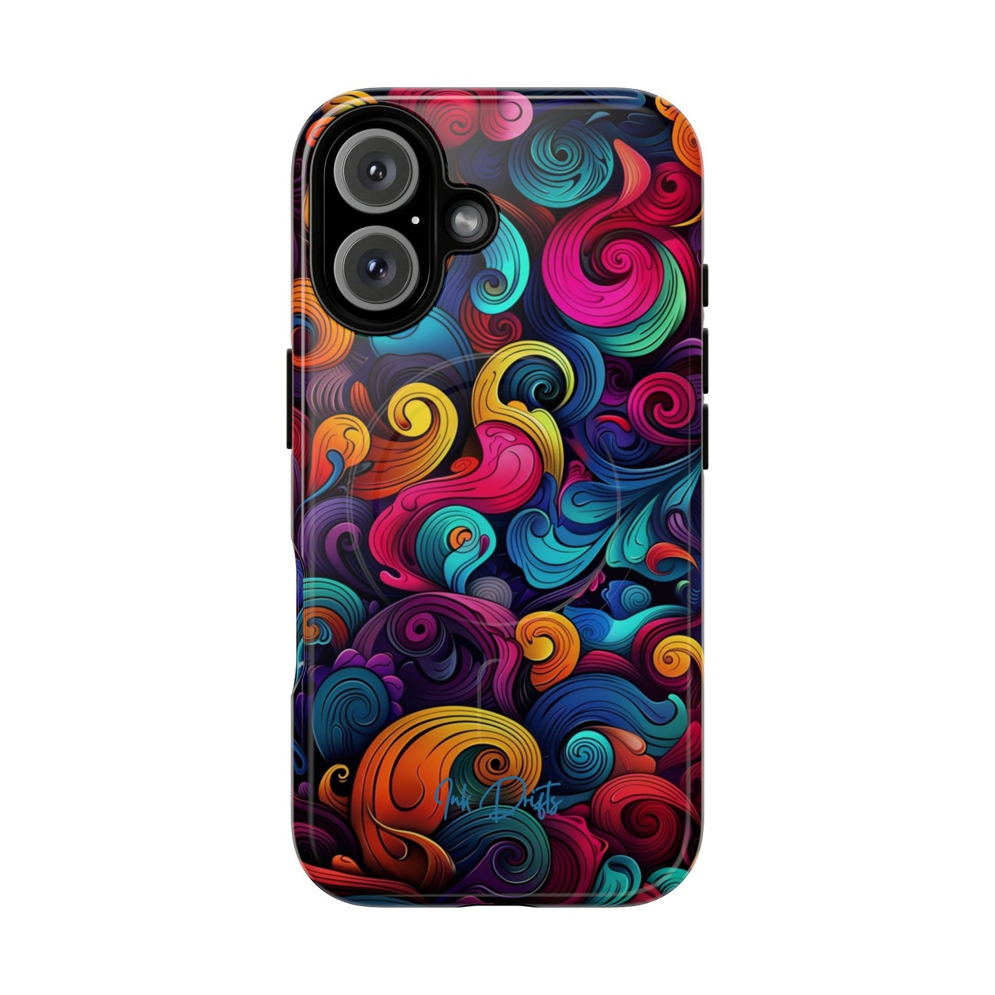 iPhone 16 Glossy Phone Case - Psychedelic Waves | MagSafe iPhone Case