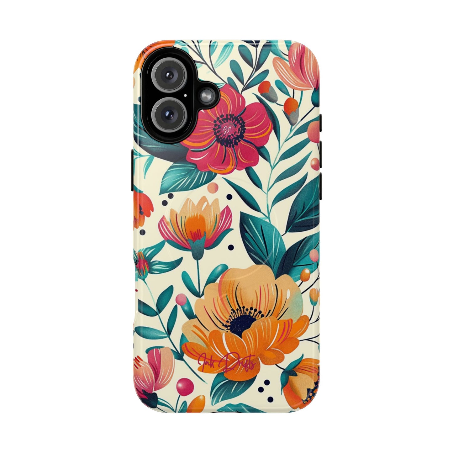 iPhone 16 Plus Glossy Phone Case - Floral Garden | MagSafe iPhone Case